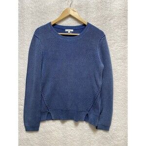 Tyler Boe Sweater Women’s M Blue Knit Pullover Crew Neck Cotton Coastal Grandma